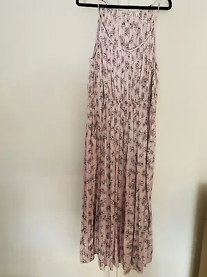 Country Road Pink Floral Pleated Strappy Sundress With Pockets Size 16 EC • $25