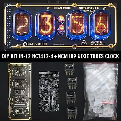 £82.69 • Buy DIY KIT IN-12 Nixie Tube Clock On Acrylic Stand With Sockets 12/24H GOLDBLACK 