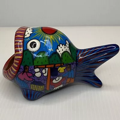 Vintage Mexican Talavera Folk Art Pottery Open Mouth Fish Kitchen Sponge Holder • $26.99