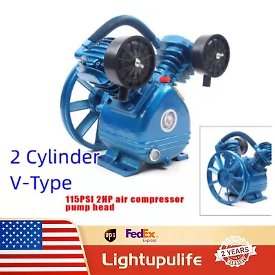 2HP 2Cylinder V-Type Air Compressor Pump Head Motor Single Stage 2 Piston 115PSI • $116.85