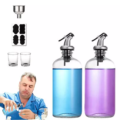Bathroom Mouthwash Glass Dispenser Container Pump Bottle With Pour Spout • $37.29
