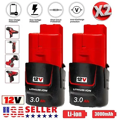 2 Pack 3.0Ah For MILWAUKEE 48-11-2401 12V Lithium Ion Battery 48-11-2420 NEW • $19