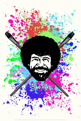£10.52 • Buy Bob Ross With Crossed Brushes Painting Art Poster 12x18