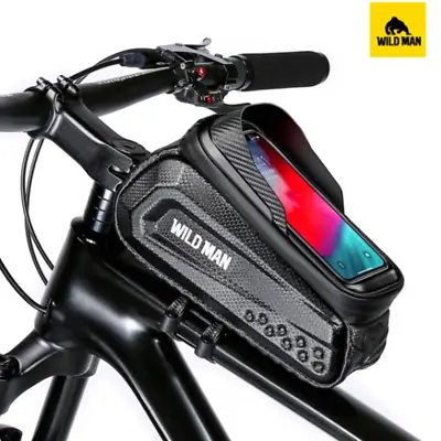 WILDMAN Large Top Tube Bicycle Bag Hard Shell Waterproof MTB Road Bike Phone Bag • $23.49