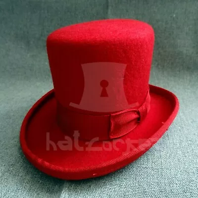 CLASSIC Wool Felt Mini Top Hat Women Fascinator Topper Party Tuxedo NEW | Red • $18.02