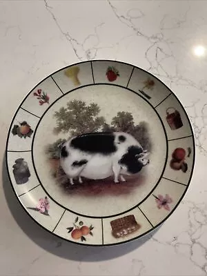 White & Black Spotted Pig Wall Plate 8  Barnyard Collection Farmhouse Decor • $10