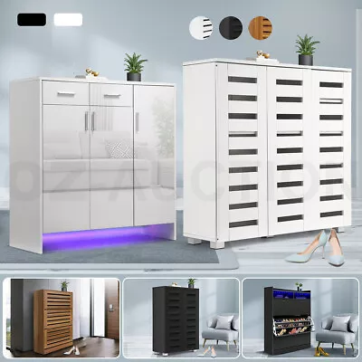 $74.95 • Buy Shoe Cabinet Shoes Storage Rack Organiser Wooden White Black 9 Type
