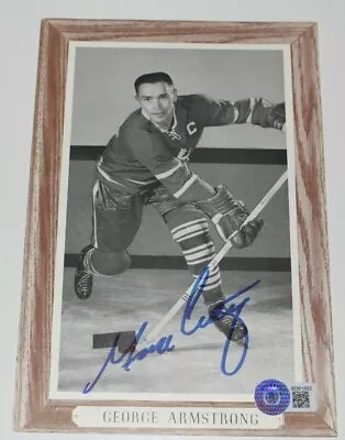 George Armstrong Signed 1964-1967 Beehive Detroit Red Wings 4.5 X6.5 Beckett Coa • $249.99