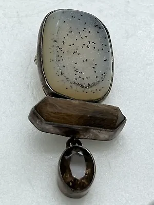 Amy Kahn Russell AKR Sterling Silver Multi Stone Druzy Pin Pendant 2.5  24g • $255.50