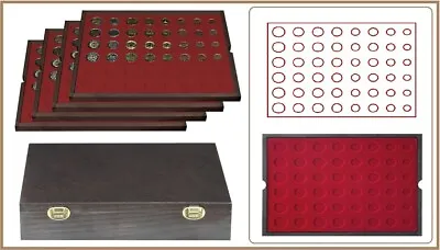 Lindner 2494-12 CARUS-4 Wood Coin Box 4 Tab Red For Currency Coin Sets • £86.06