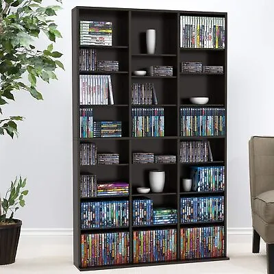 Media Storage Cabinet Movie Video Game Organizer DVDs CDs Tower Stand Shelf Rack • $151.62