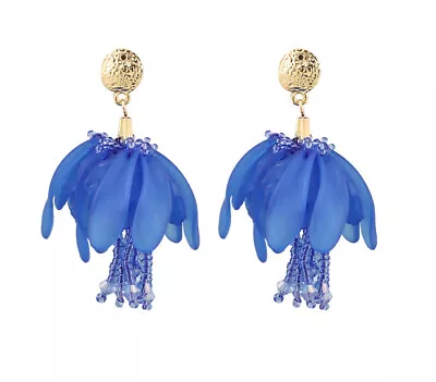 MARNI H&M  Blue  Bead Petal Tassel Earrings • $24.99