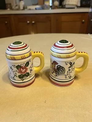 VTG UCAGCO PY Early Provincial Roosters & Roses Salt & Pepper Shakes • $10