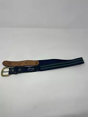 Rare Vintage Preppy 1980 Izod Lacoste Belt Brass Buckle Canvas 28 • $19.99