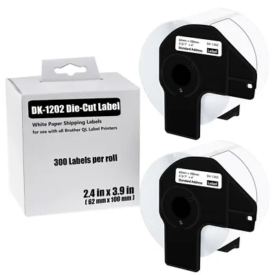 $17.99 • Buy 2Rolls 2.4  X 3.9  Die-Cut Shipping Tapes DK-1202 For Brother QL Labels Printer