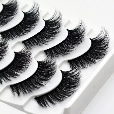 3D Mink Lashes False Fake Eye Eyelashes Long Thick Natural Set 5 Pairs Wholesale • £2.99