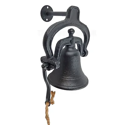 Cast Iron Farm School Church Dinner Bell Retro Antique Style Matte Black Finish • $42.95