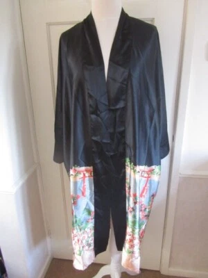 £6.95 • Buy Vgc Topshop Black Satin Orential Print Loose Long Kimono Size 10