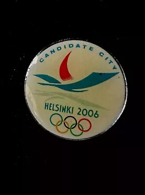 Helsinki 2006 Olympic Bid Pin Canidate City Round Lapel Olympic Rings White • $10