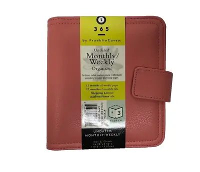 NEW 365 Franklin Covey Undated Yearly Monthly Weekly Organizer Pink Leather Sz 3 • $48.88