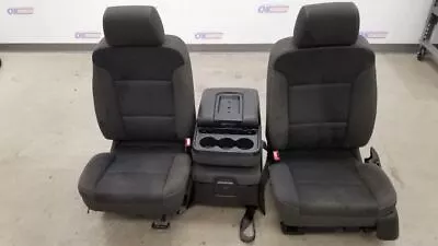 17 Chevy Silverado 1500 Lt Power Front Seat Set And Console Black Cloth Crew Cab • $637.50