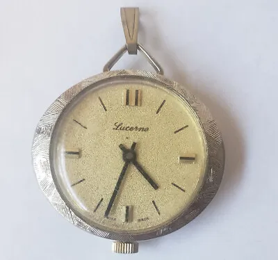 Swiss Made Lucerne Gold Tone Mechanical Wind Up Necklace Pendant Watch • $23.45