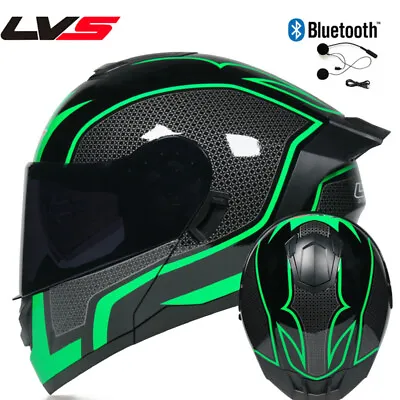 Bluetooth Flip Up Motorcycle Helmet Dual Lens ATV Street Motocross Helmet DOT • $84.77