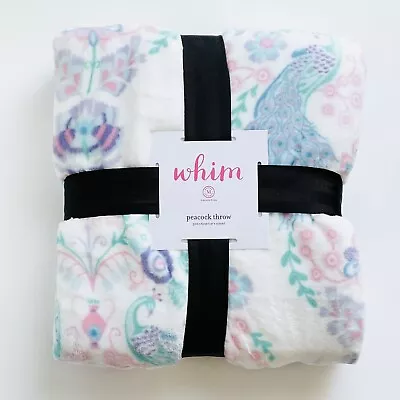 New Whim Martha Stewart Collection 50  X 60  Peacock Bird Floral Throw Blanket • $79.99