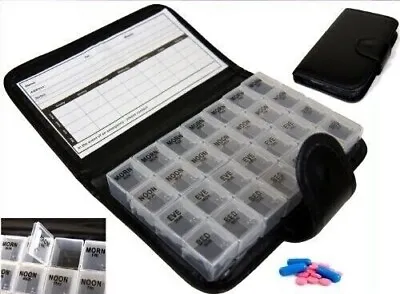 7 Day Pill Leather Pill Organiser Medicine Wallet Storage Travel Dispensor Box • £4.55