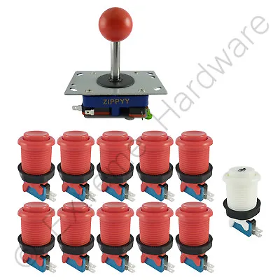 £18.99 • Buy 1 Player Arcade Control Kit 1 Ball Top Joystick 11 Buttons Red JAMMA MAME Pi