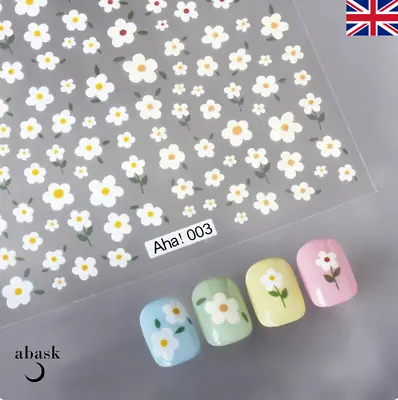 Nail Art Stickers Daisy Self Adhesive  Spring Summer Flowers Floral Fern Daisies • £2.79