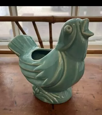 BEAUTIFUL McCoy Pottery 1940’s Aqua Turquoise 7” Tall Singing Bird Planter • $75