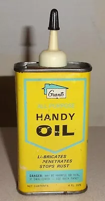 Vintage 60's W T GRANT Department Store 4 Oz Handy Oil Can - Household Oiler Tin • $14.50