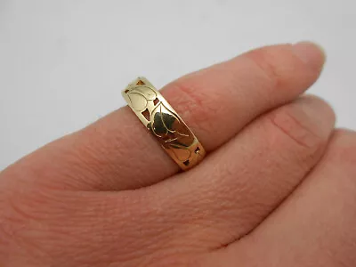 Retired Vintage Gorgeous Na Hoku 14k Yellow Gold Heart Leaf Band Ring Size 8.5 • $349.99