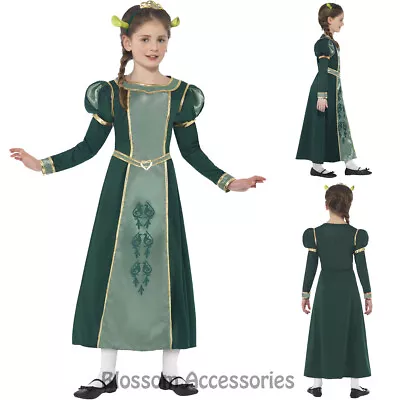 CK850 Girls Princess Fiona Green Shrek Fancy Dress Tudor Medieval Costume Outfit • $37.95