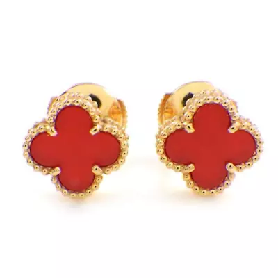 Van Cleef & Arpels Sweet Alhambra Earrings Carnelian K18PG Pink Gold • $3135