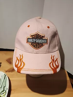 Harley Davidson Motorcycles  Women's Pink Orange Flames Baseball Hat Cap • £19.27