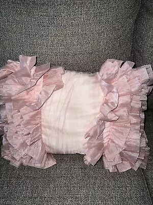 Thro By Marlo Lorenz Ruffle Lumbar Bed Pillow Pink Dusty Girl Bed Taffeta 16x13 • $21.99