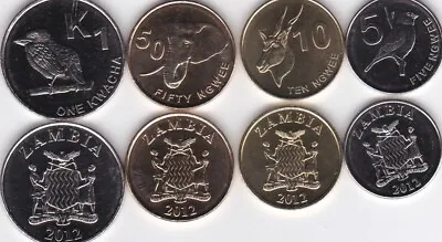 $3.99 • Buy Zambia - Set 4 Coins 5 10 50 Ngwee 1 Kwacha 2012 UNC Lemberg-Zp