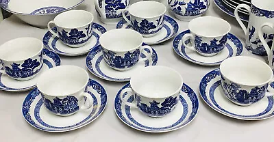 Blue Willow Royal Cuthbertson Blue White 8 Cups  Tea Coffee China Dinnerware • $80