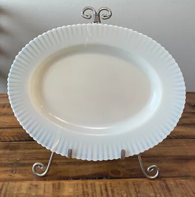 Vintage Depression Glass Petalware Monax (White) Opalescent Platter 13” • $22