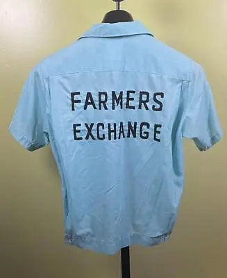 Vtg Hilton Bowling Shirt Sz S 60's Blue S/S Chain Stitched  Farmers Exchange  • $144.99