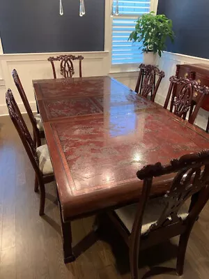 Vintage Drexel Heritage Ming Treasures Extension Dining Table With 8 Chairs • $2750