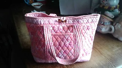 Vera Bradley Pinky  Flowers Pattern Quilted Tote & Shoulder Bag • $14.99