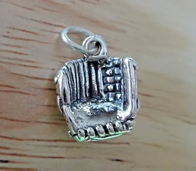 Sterling Silver 3D 15x11x5mm Left Handed Hander Baseball Softball Glove Charm! • $23.74