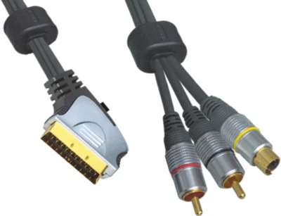 £6.80 • Buy 5m Scart Plug To SVHS/S-VHS S-Video Input And Twin X RCA/Phono Audio Cable Lead