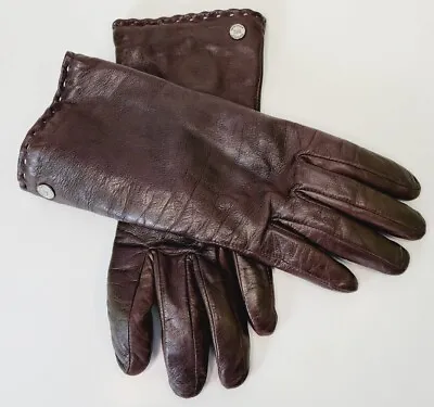 Michael Kors Brown Leather Gloves Cashmere Lining Medium Women  • $19