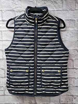 J.CREW Excursion Quilted Down Navy White Striped Full Zip Puffer Vest SMALL • $19.99