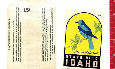 Vintage Water Decal State Bird Idaho Mountain Bluebird  Manufacturer Unknown • $6