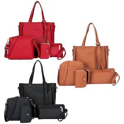 4Pcs/Set Women Lady Leather Handbags Messenger Shoulder Bags Tote Satchel Purse • $16.09